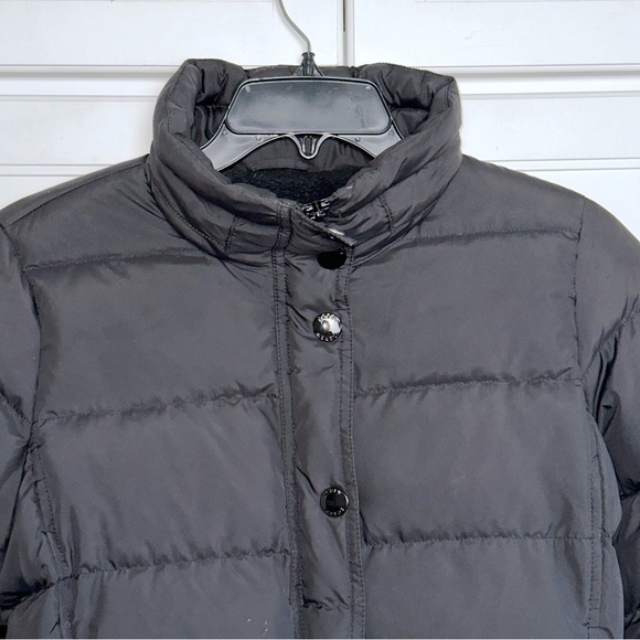 J. Crew Down Feather Hooded Puffer Jacket Black Warm Sherpa Lined Sz Small - Picture 6 of 13
